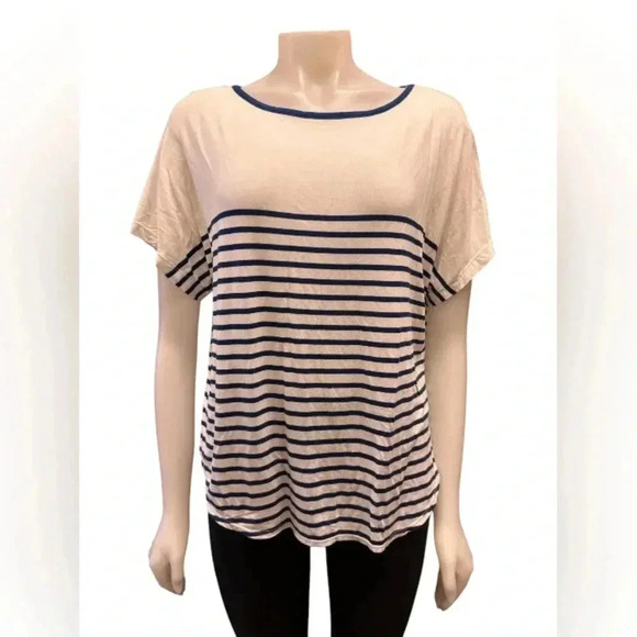 Max Studio Tops - Max Studio NWT Shirt  Short Sleeve White/Blue Size Small